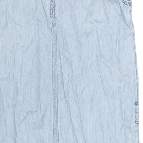M&Co Womens Blue Cotton Shift Size 12 V-Neck Pullover