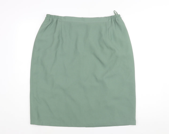 Fashion Extra Womens Green Polyester Straight & Pencil Skirt Size 34 in Zip