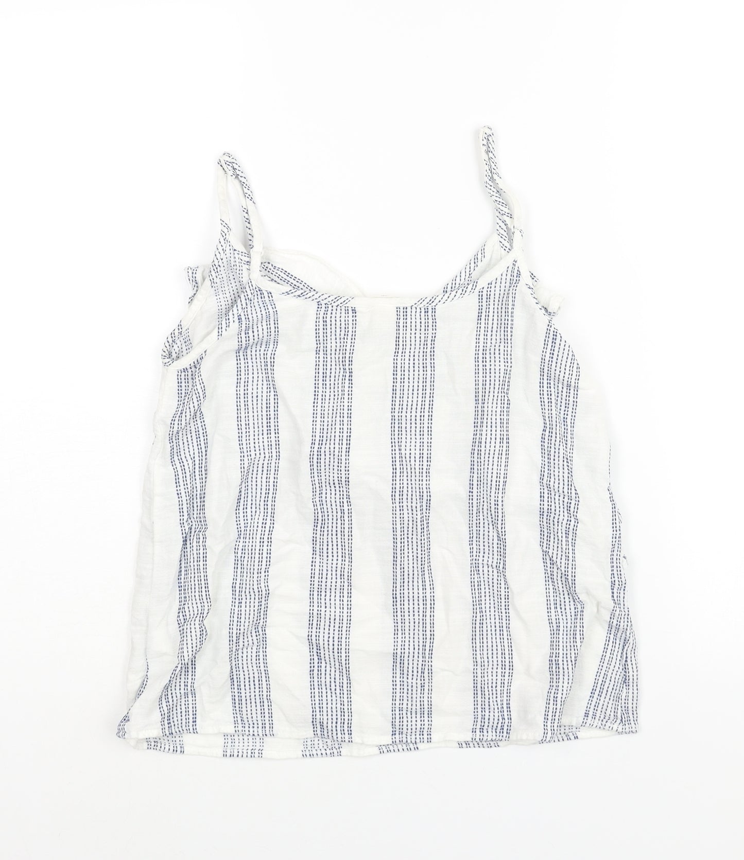 H&M Womens White Geometric Cotton Camisole Blouse Size 8 V-Neck - Frill