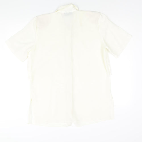 Perceptions Womens Ivory Polyester Basic Blouse Size 12 Collared - Embroidered Detail