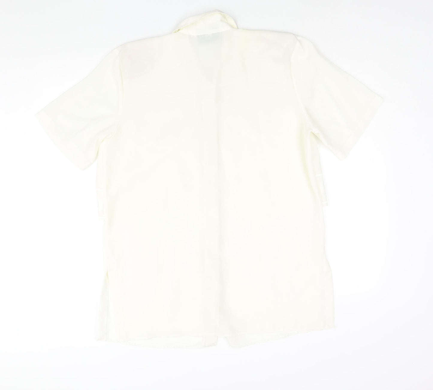 Perceptions Womens Ivory Polyester Basic Blouse Size 12 Collared - Embroidered Detail