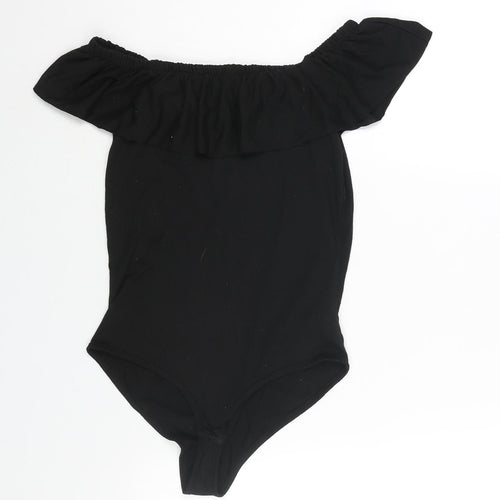 Only Womens Black Viscose Bodysuit One-Piece Size S Snap - Frill