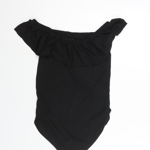 Only Womens Black Viscose Bodysuit One-Piece Size S Snap - Frill