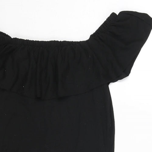 Only Womens Black Viscose Bodysuit One-Piece Size S Snap - Frill