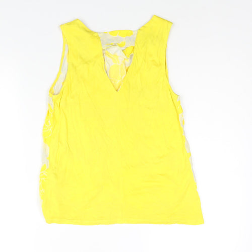 Warehouse Womens Yellow Viscose Camisole Blouse Size 10 Round Neck - Floral Print