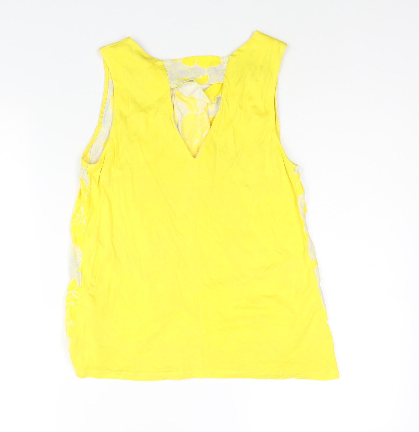 Warehouse Womens Yellow Viscose Camisole Blouse Size 10 Round Neck - Floral Print