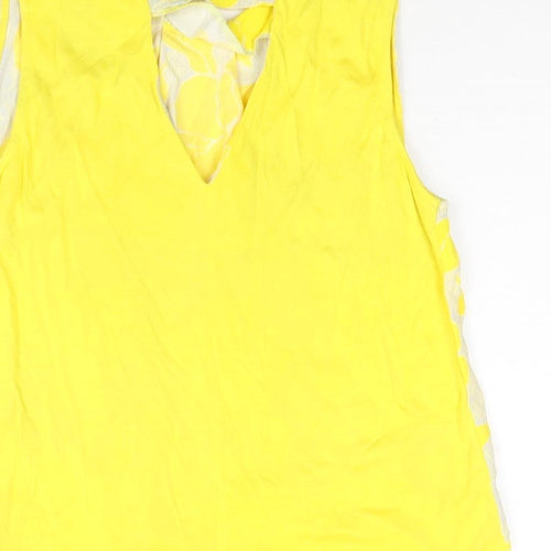 Warehouse Womens Yellow Viscose Camisole Blouse Size 10 Round Neck - Floral Print
