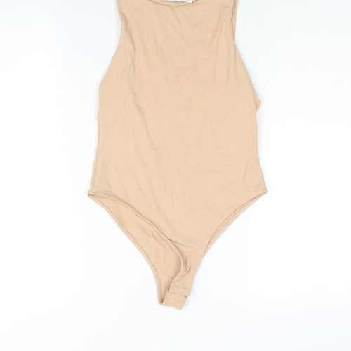 Zara Womens Beige Polyamide Bodysuit One-Piece Size M Snap