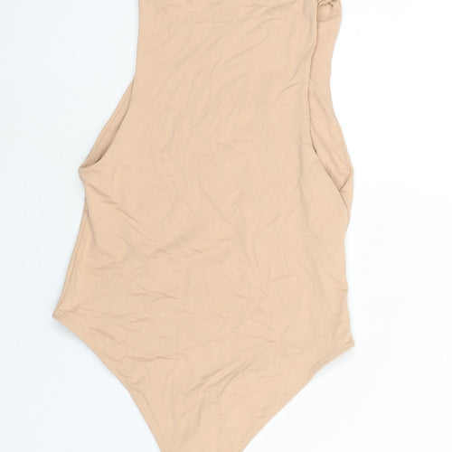 Zara Womens Beige Polyamide Bodysuit One-Piece Size M Snap