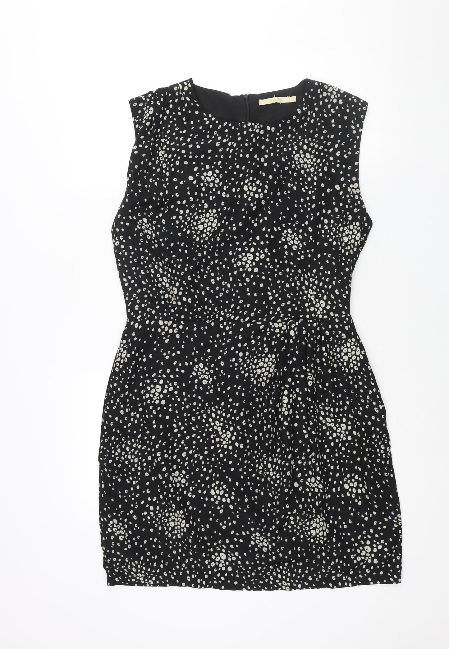 Grace & Mila Womens Black Geometric Polyester Shift Size L Round Neck Zip