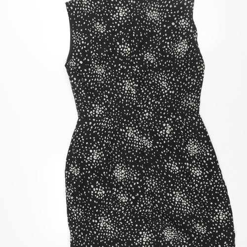 Grace & Mila Womens Black Geometric Polyester Shift Size L Round Neck Zip