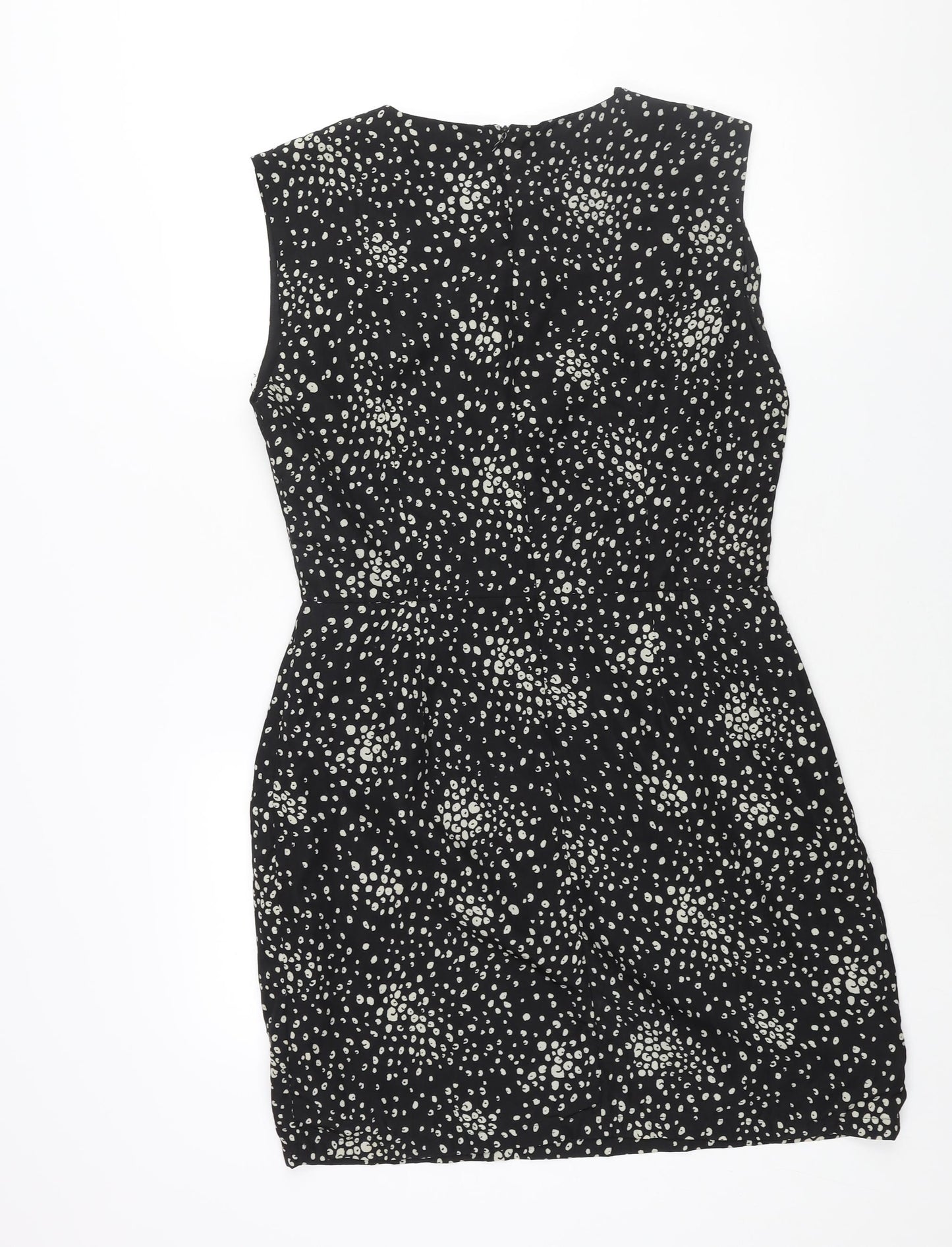 Grace & Mila Womens Black Geometric Polyester Shift Size L Round Neck Zip