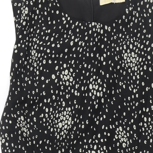 Grace & Mila Womens Black Geometric Polyester Shift Size L Round Neck Zip