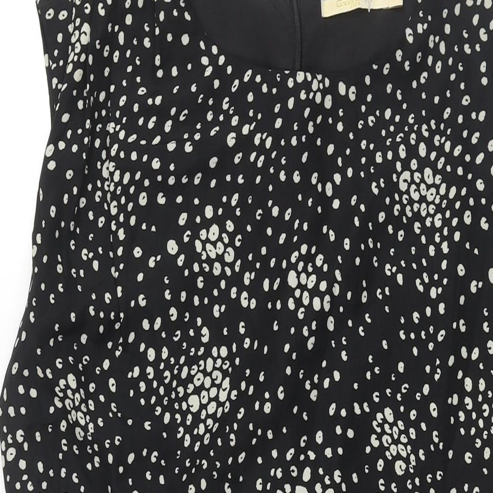 Grace & Mila Womens Black Geometric Polyester Shift Size L Round Neck Zip
