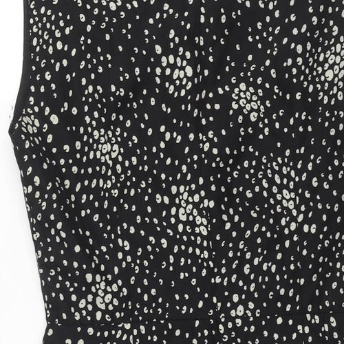 Grace & Mila Womens Black Geometric Polyester Shift Size L Round Neck Zip