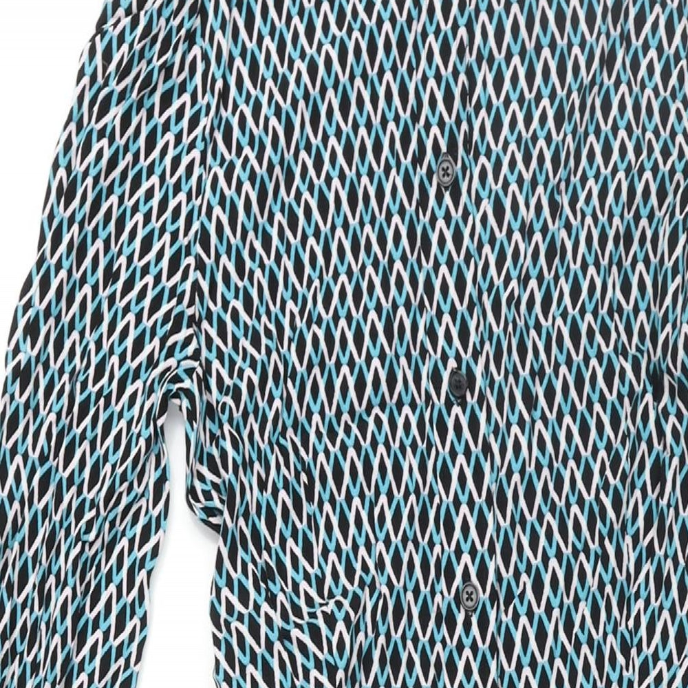 Marks and Spencer Womens Multicoloured Geometric Viscose Shirt Dress Size 6 Collared Button - Belted