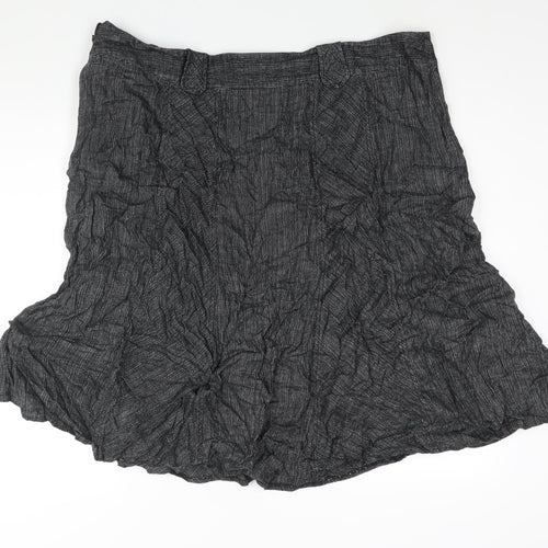 Marks and Spencer Womens Black Linen A-Line Skirt Size 24 Zip