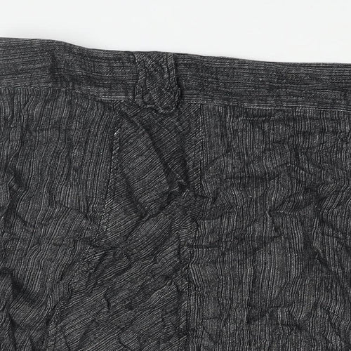 Marks and Spencer Womens Black Linen A-Line Skirt Size 24 Zip