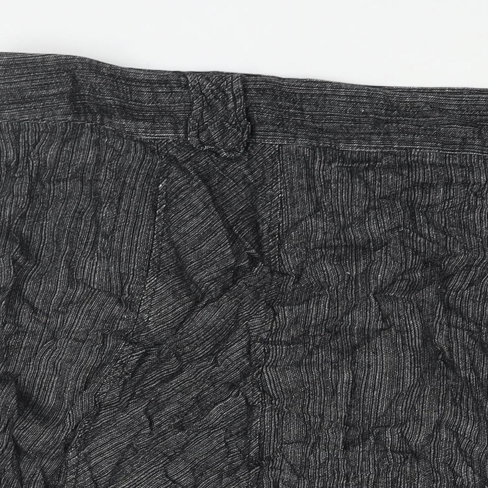 Marks and Spencer Womens Black Linen A-Line Skirt Size 24 Zip