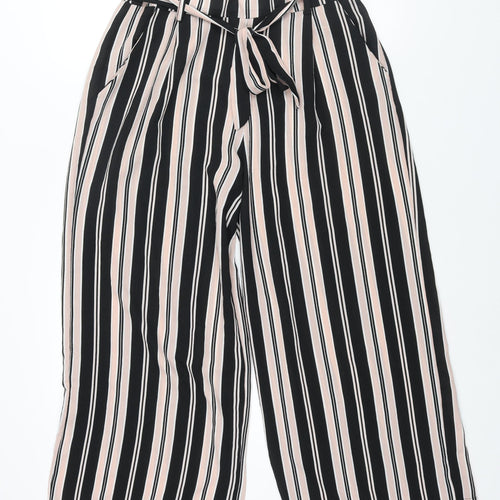 Made in Italy Womens Pink Striped Polyester Cropped Trousers Size 14 L24 in Regular - Belted