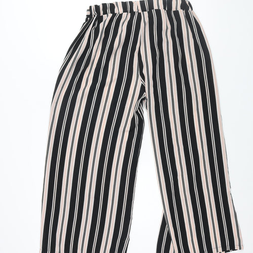 Made in Italy Womens Pink Striped Polyester Cropped Trousers Size 14 L24 in Regular - Belted