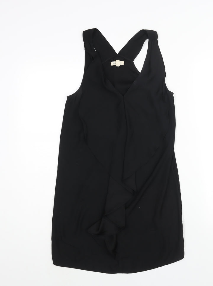 Silence + Noise Womens Black Polyester Mini Size XS V-Neck Pullover - Frill
