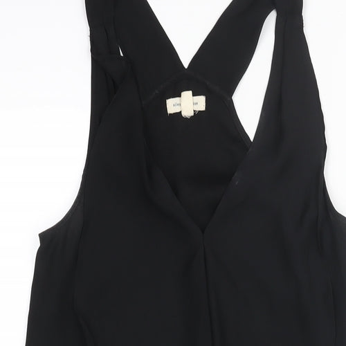 Silence + Noise Womens Black Polyester Mini Size XS V-Neck Pullover - Frill
