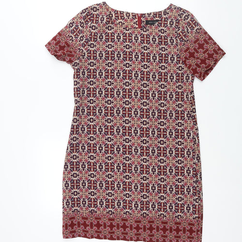 New Look Womens Multicoloured Geometric Polyester Shift Size 10 Round Neck Zip