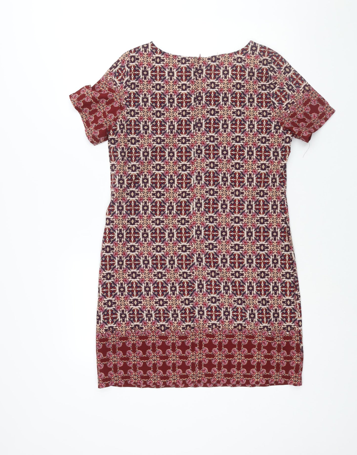 New Look Womens Multicoloured Geometric Polyester Shift Size 10 Round Neck Zip