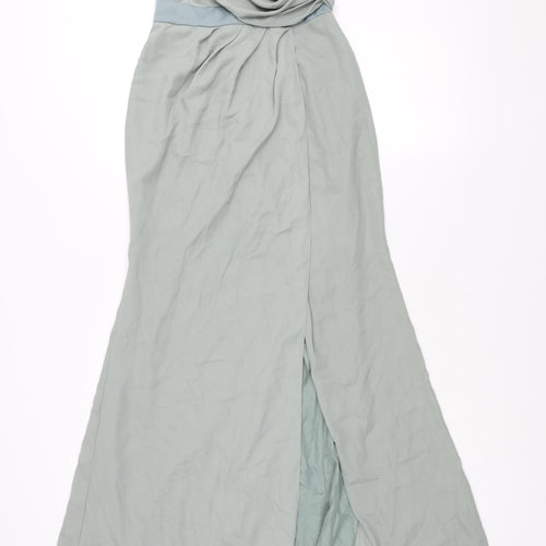 ASOS Womens Green Polyester Ball Gown Size 4 V-Neck Button