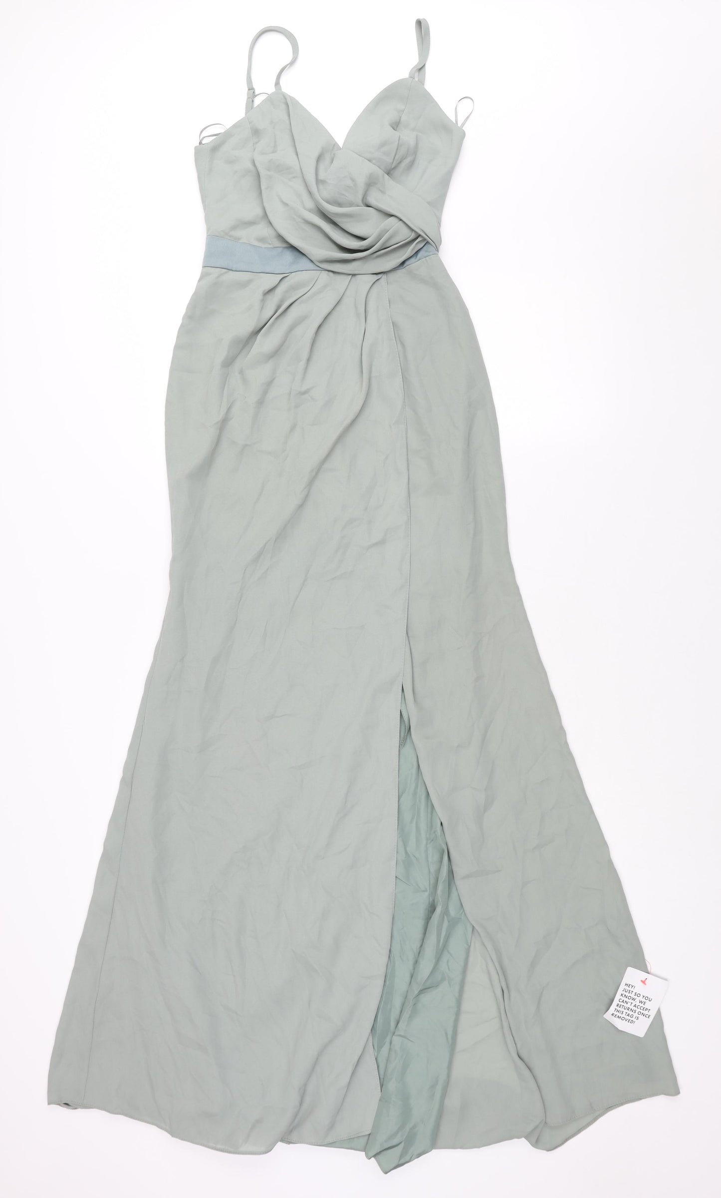 ASOS Womens Green Polyester Ball Gown Size 4 V-Neck Button