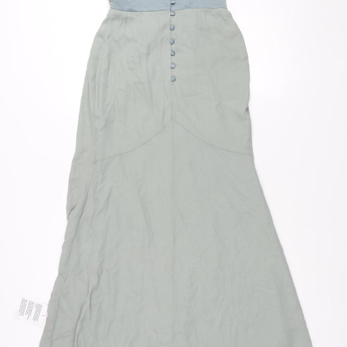 ASOS Womens Green Polyester Ball Gown Size 4 V-Neck Button