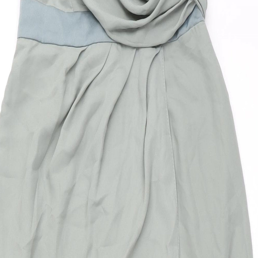 ASOS Womens Green Polyester Ball Gown Size 4 V-Neck Button