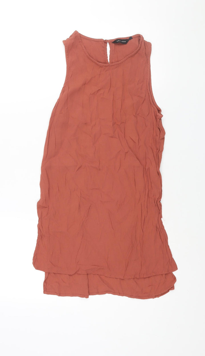New Look Womens Brown Viscose Camisole Blouse Size 10 Round Neck
