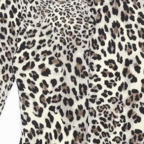 Montique Womens Beige Animal Print Polyester Pencil Dress Size 16 Round Neck Pullover - Twist Detail Leopard Print