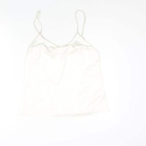 River Island Womens Ivory Polyester Camisole Blouse Size 10 V-Neck - Pearl Rhinestone Straps