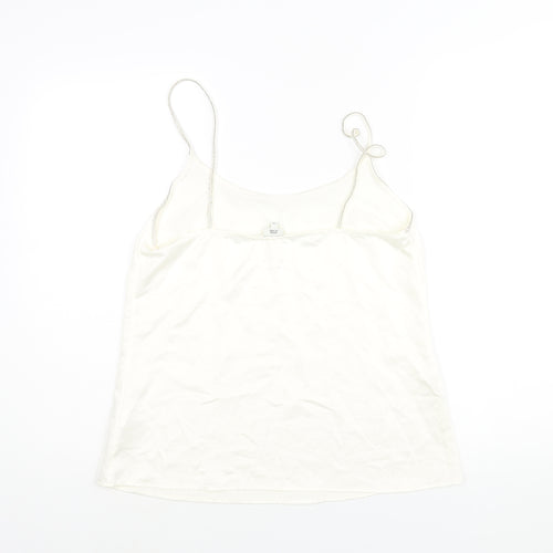 River Island Womens Ivory Polyester Camisole Blouse Size 10 V-Neck - Pearl Rhinestone Straps