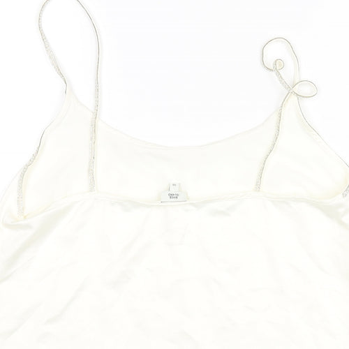 River Island Womens Ivory Polyester Camisole Blouse Size 10 V-Neck - Pearl Rhinestone Straps