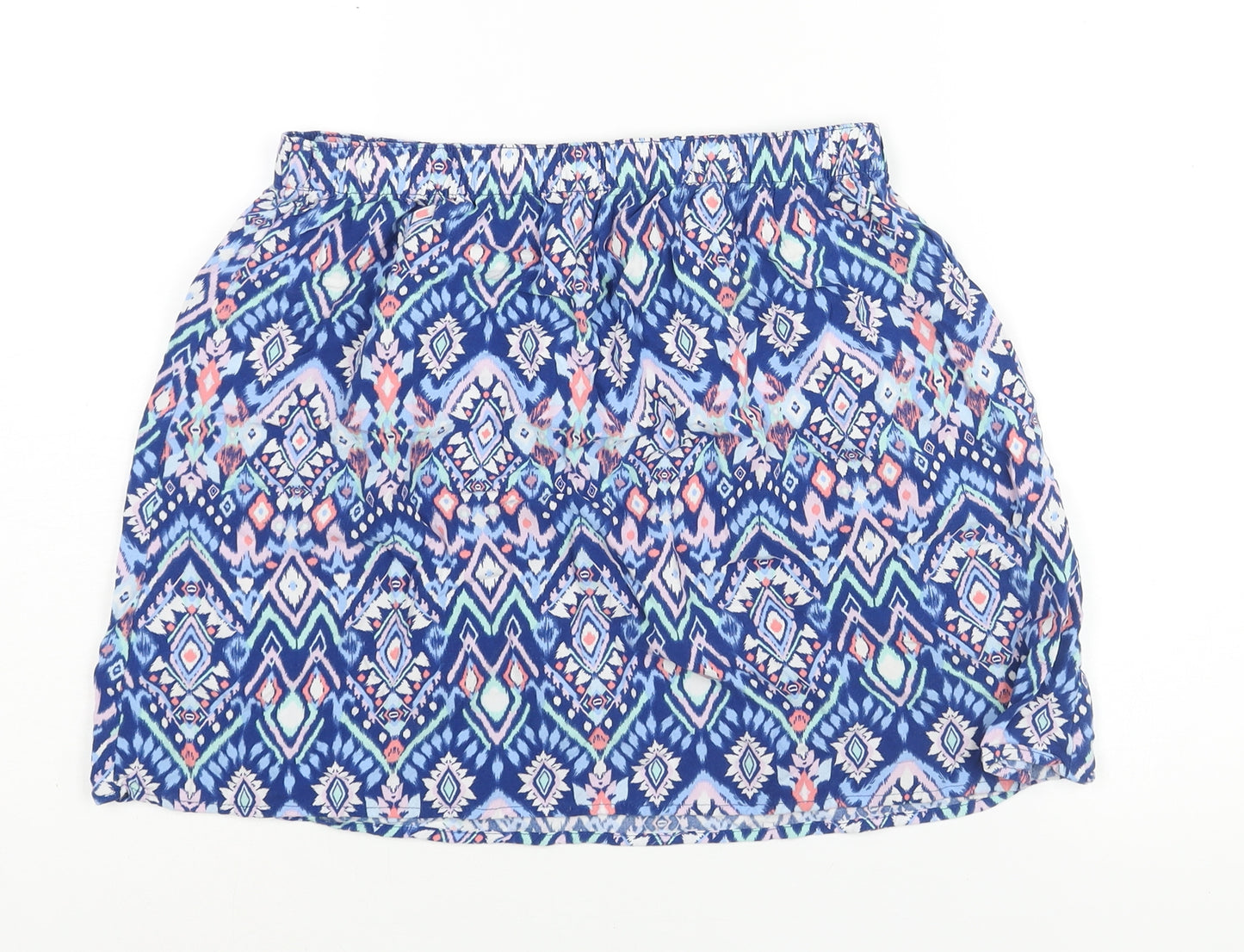 Divided by H&M Womens Blue Geometric Viscose A-Line Skirt Size 12