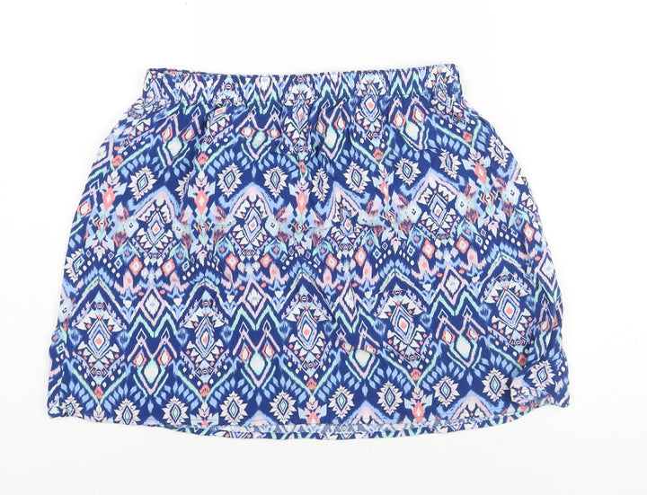Divided by H&M Womens Blue Geometric Viscose A-Line Skirt Size 12