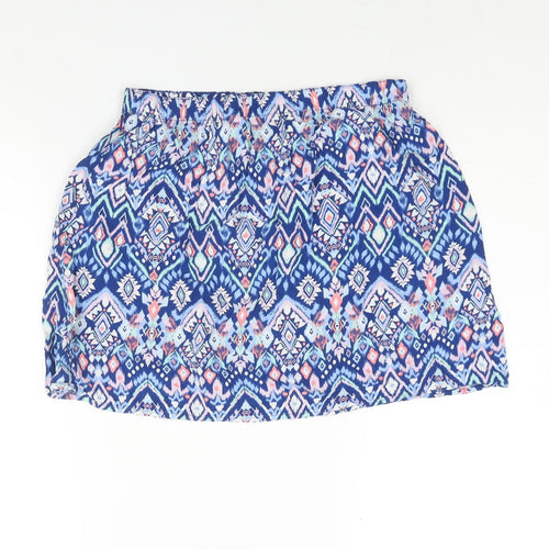 Divided by H&M Womens Blue Geometric Viscose A-Line Skirt Size 12