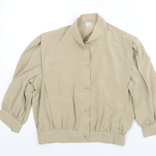 Elinette Womens Beige Polyester Basic Blouse Size 14 Mock Neck