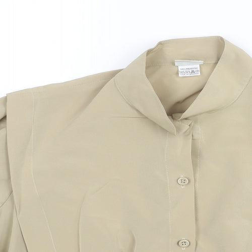 Elinette Womens Beige Polyester Basic Blouse Size 14 Mock Neck