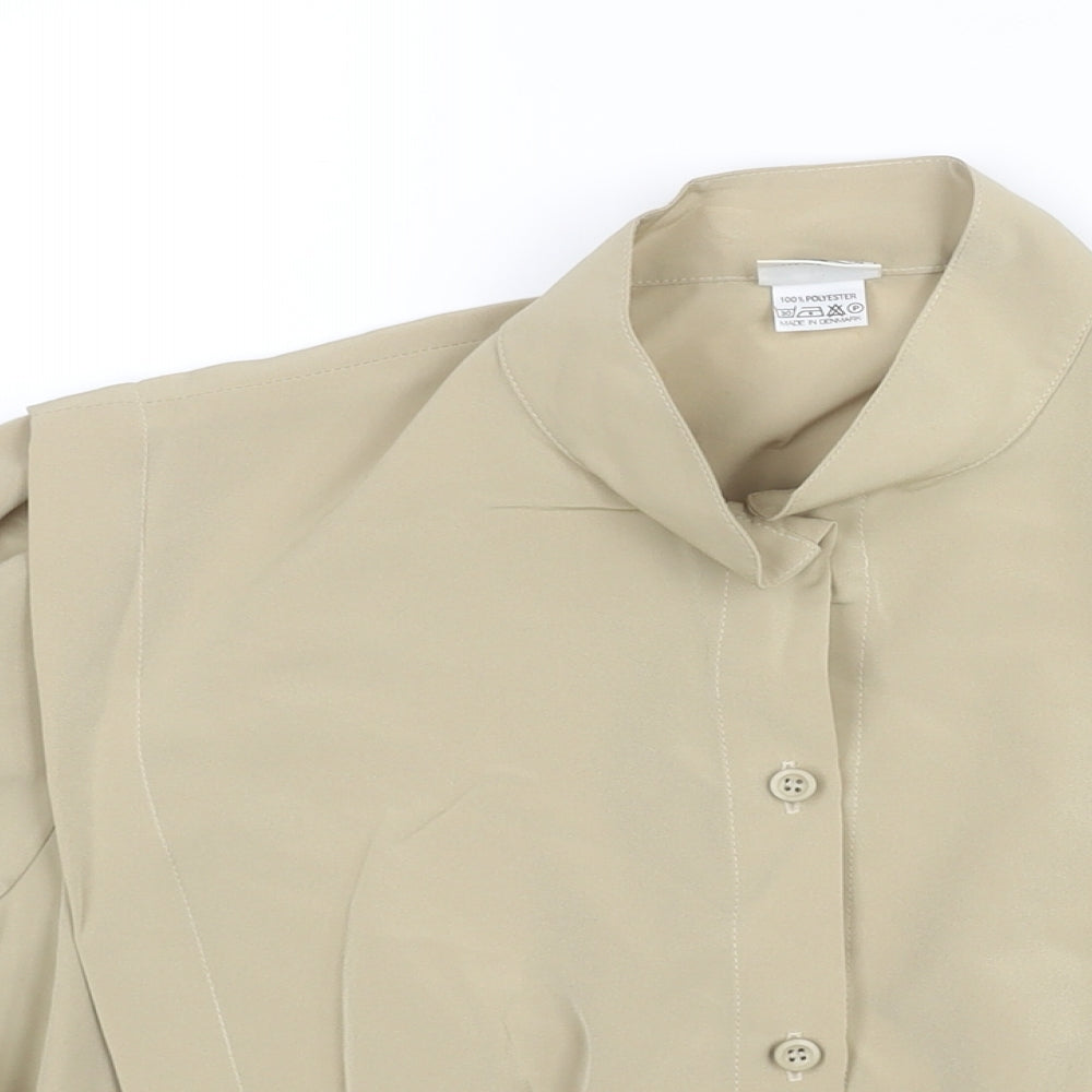 Elinette Womens Beige Polyester Basic Blouse Size 14 Mock Neck