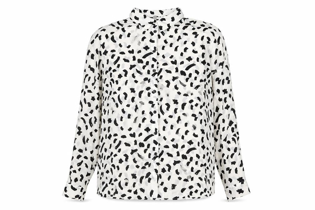 ASOS Womens White Geometric Polyester Basic Button-Up Size 14 Collared