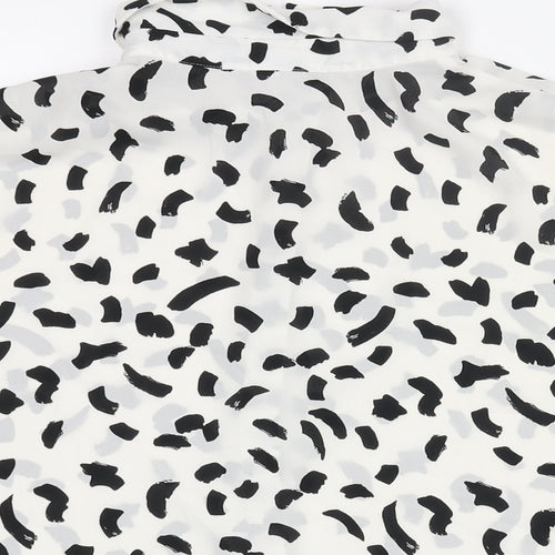 ASOS Womens White Geometric Polyester Basic Button-Up Size 14 Collared