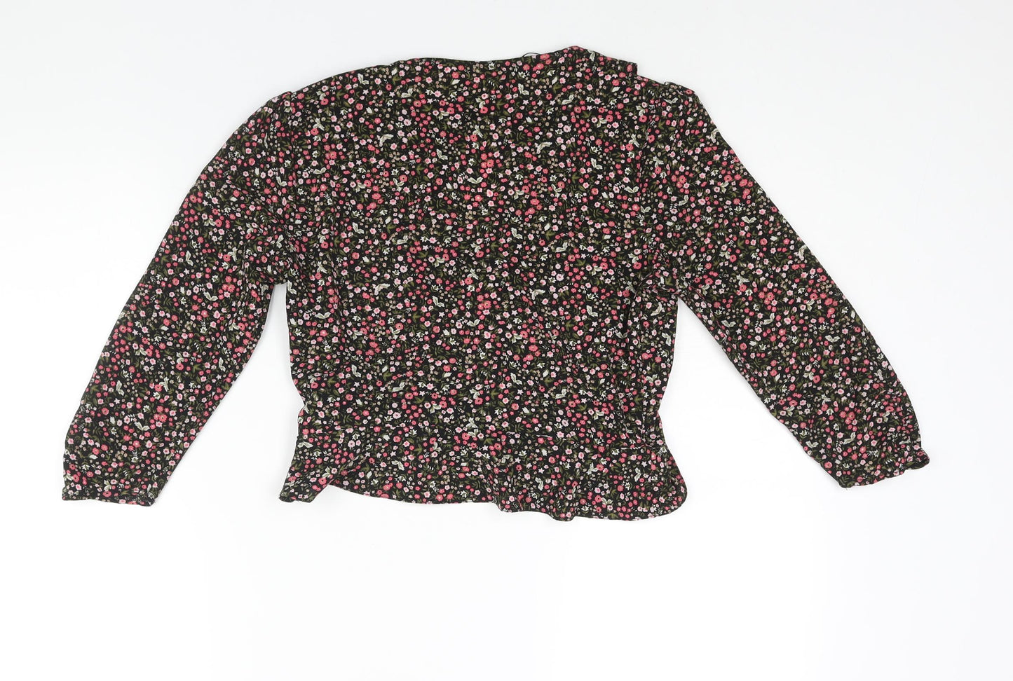 Miss Selfridge Womens Multicoloured Floral Polyester Wrap Blouse Size 6 V-Neck - Frill