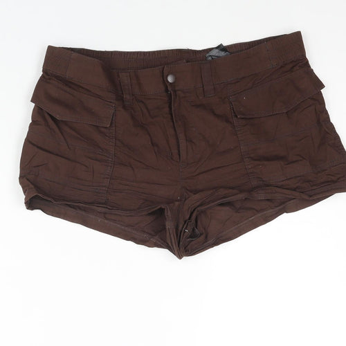 Divided by H&M Womens Brown Cotton Cargo Shorts Size 12 Regular Zip