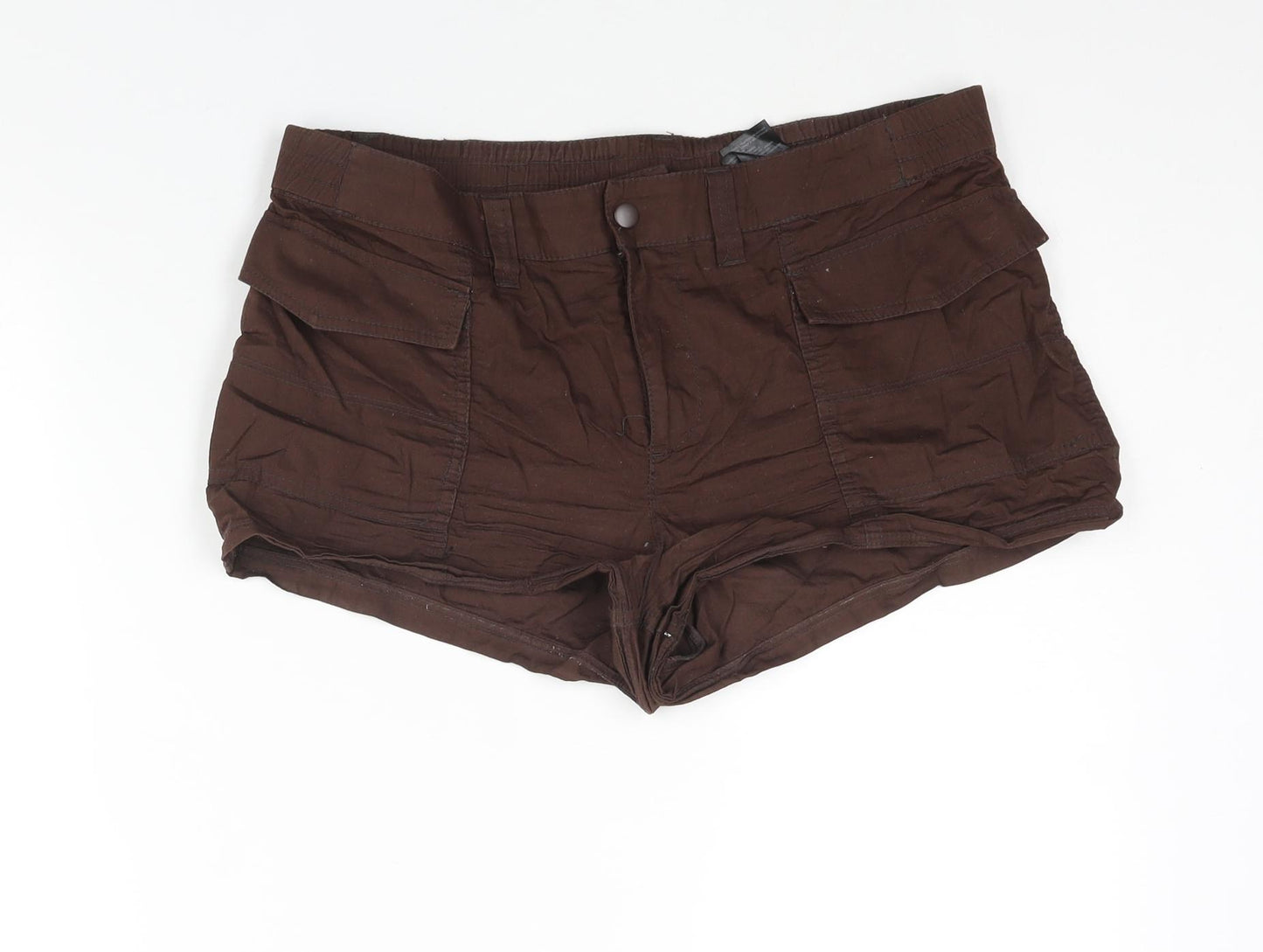 Divided by H&M Womens Brown Cotton Cargo Shorts Size 12 Regular Zip