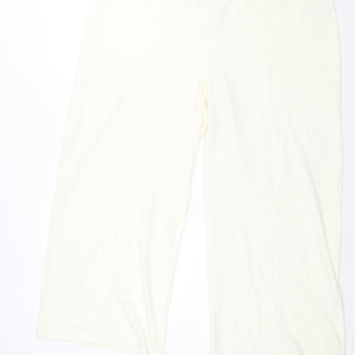 Berkertex Womens Ivory Polyester Trousers Size 22 L29 in Regular Zip - Floral Applique Detail